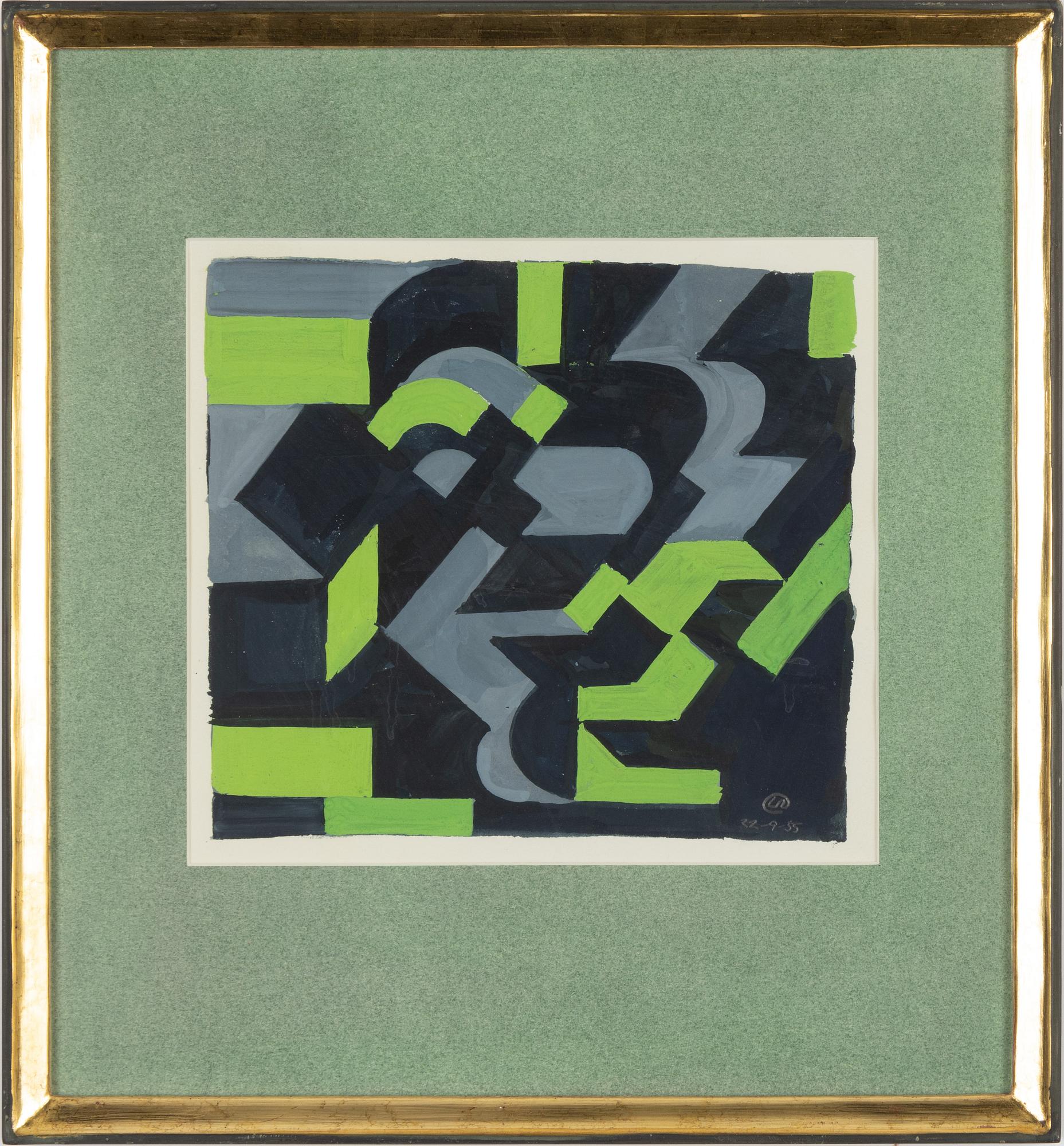 Lennart Rodhe, gouache, signerad och daterad 22-9-55.