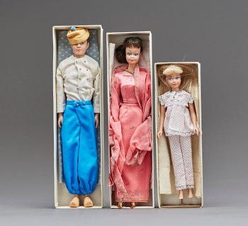BARBIEDOCKOR, 3 st, Mattel, omkring 1960.