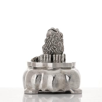 Anna Petrus, a polished pewter inkstand, Herman Bergman, Stockholm 1932.