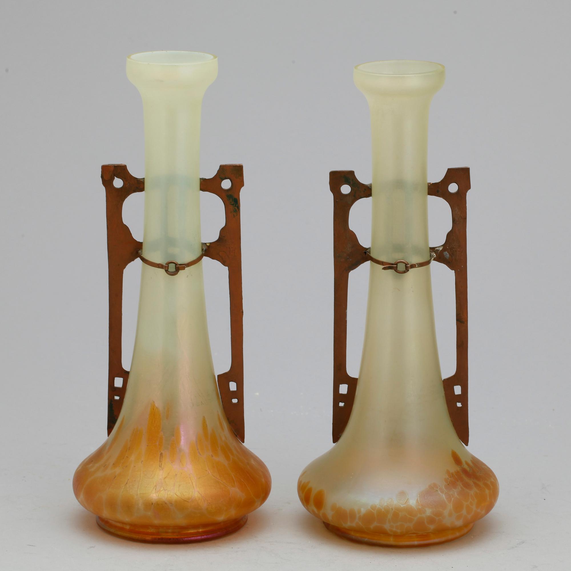 VASER, ett par, glas, Jugend, tidigt 1900-tal.