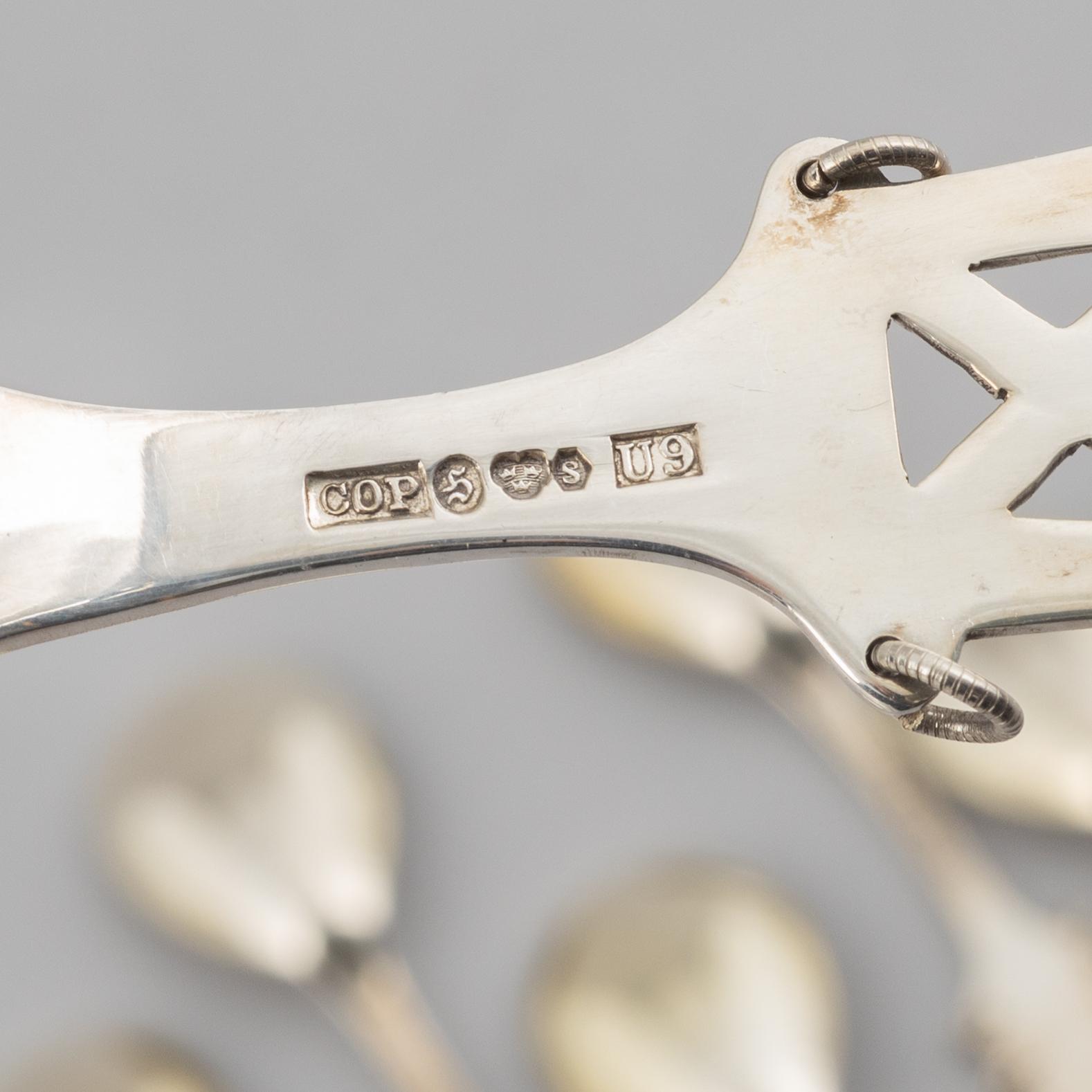 Skedar, 10 st, silver, Frits Olson AB, Luleå, 1975.