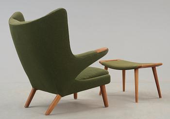 A Hans J Wegner 'Papa Bear' armchair and ottoman, AP-stolen, Denmark 1950's-60's.