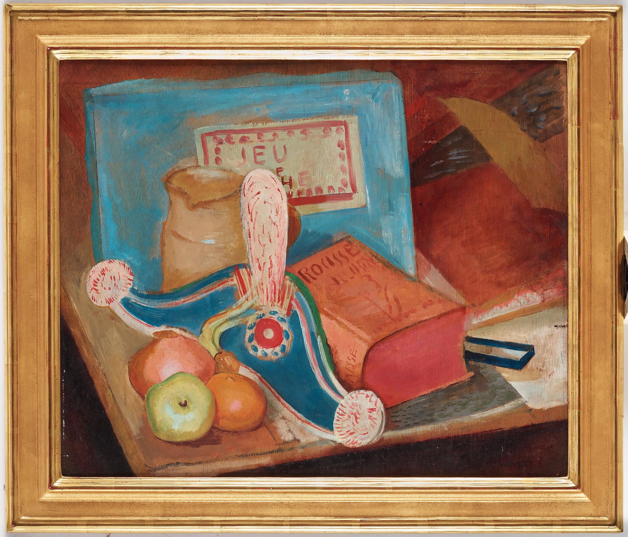 Isaac Grünewald, "Still life with toy hat" (Stilleben med leksakskask).