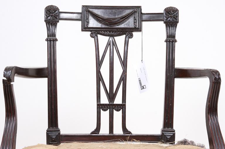 KARMSTOLAR, ett par, samt STOL. Ny-Louis XIV-stil. 1800-/1900-tal.
