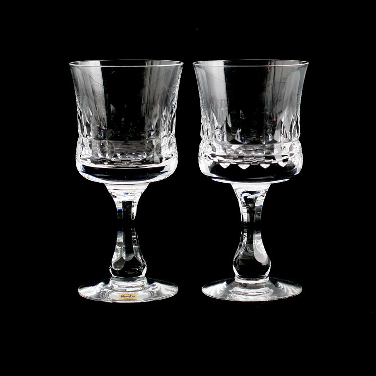 RÖDVINSGLAS, 12 st, "Prince", Göran Wärff, Kosta.