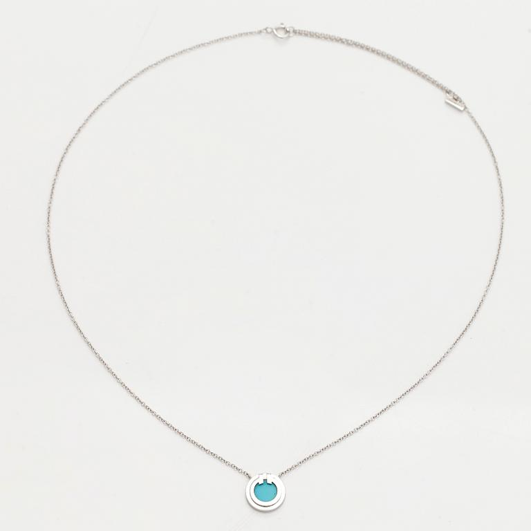 Tiffany & Co, kaulakoru, "T Two Circle", 18K valkokultaa ja turkoosi.