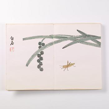 Bok med träsnitt, signerade Qi Baishi, 1900-talets mitt.