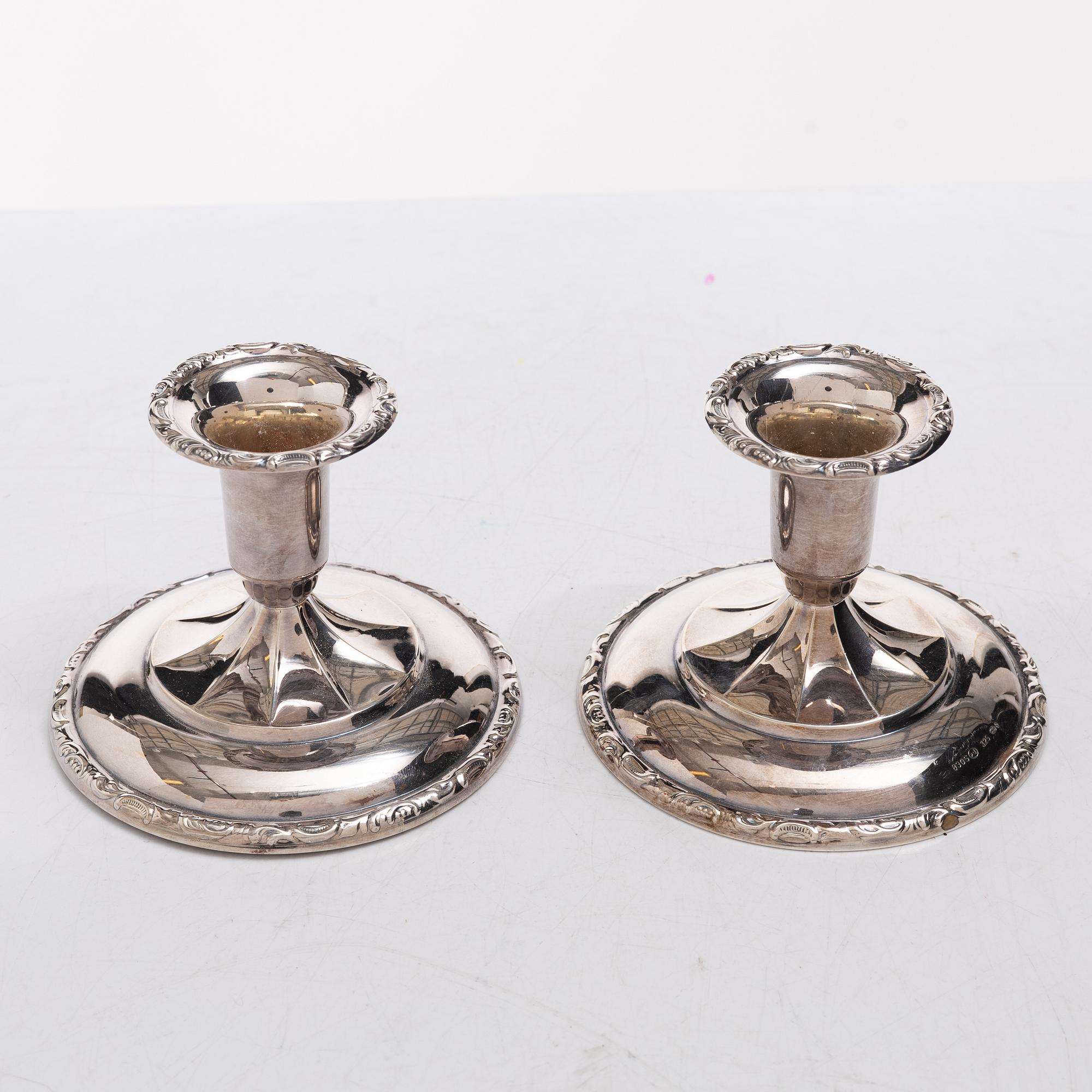 Candelabra, 2+2 pcs, silver, Thorvald Marthinsen Silverware Factory, Tönsberg, Norway, 20th century.