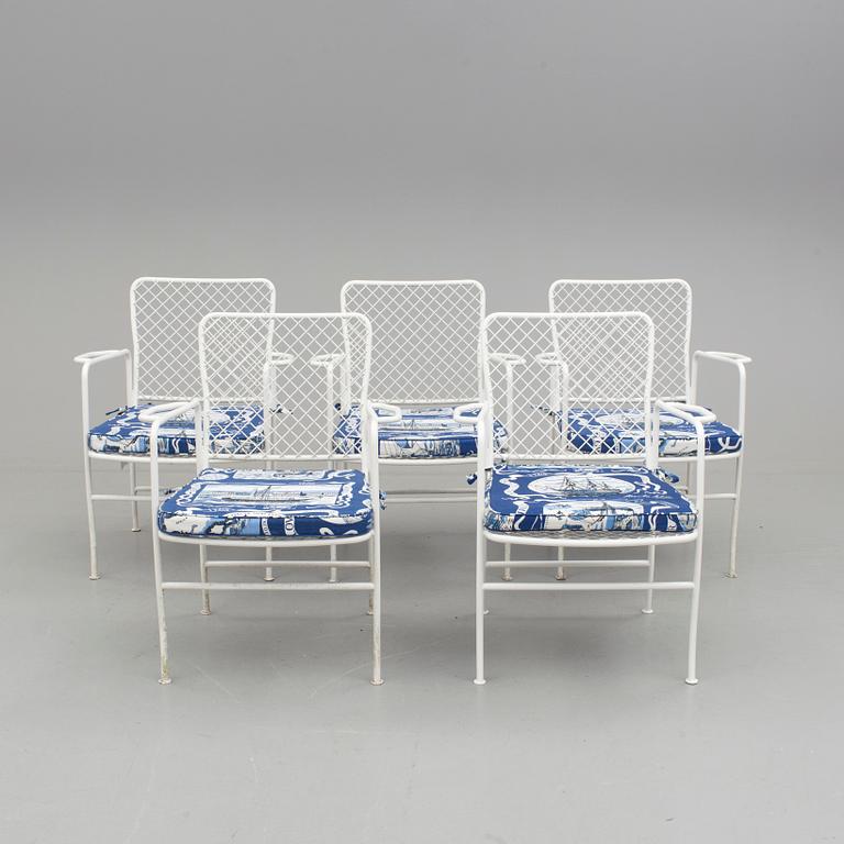 JOSEF FRANK, karmstolar för trädgård, 5 stycken. "591", Firma Svenskt Tenn, formgiven under mitten av 1930-talet.