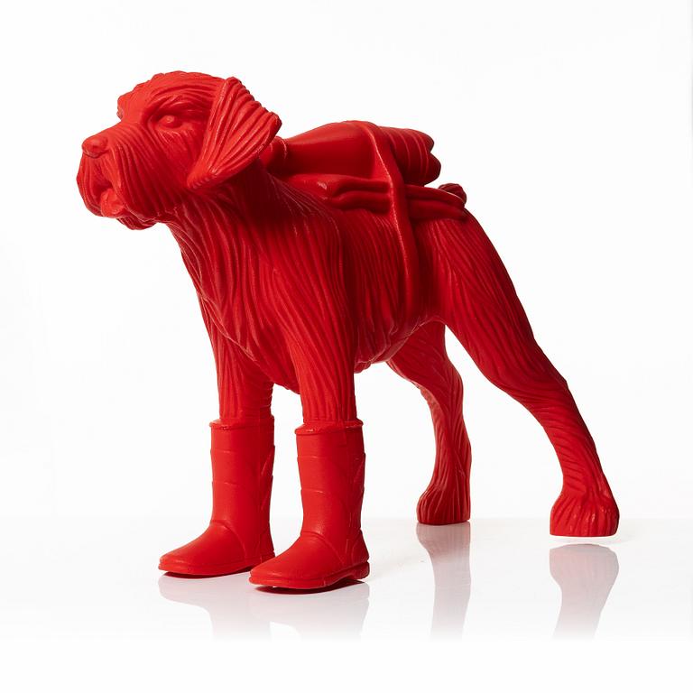 William Sweetlove,  "Cloned Schnauzer with water bottle". (Red).