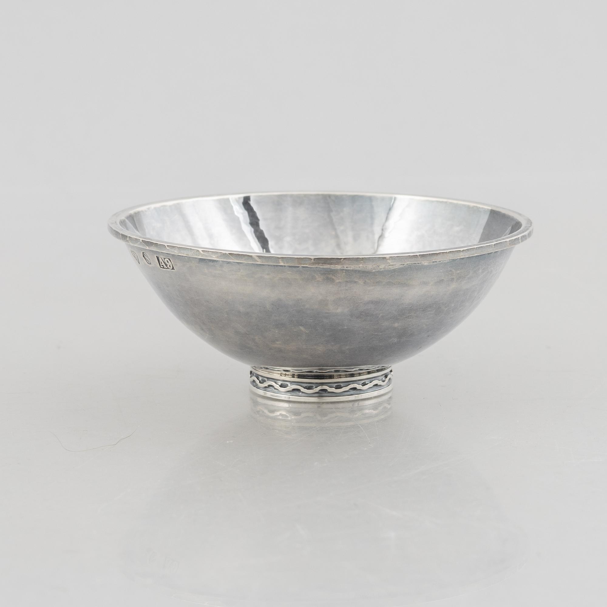 Two Swedish silver bowls and a dish, marks of Tore Kullander, Borås 1950-1951.