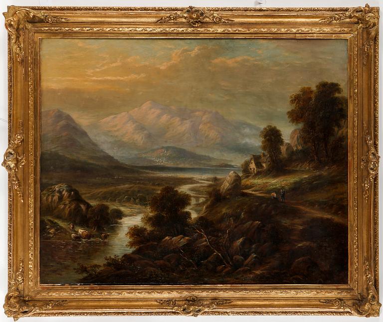 OKÄND KONSTNÄR, olja på duk, otydligt signerad T. Thomas?, England, 1800-tal.