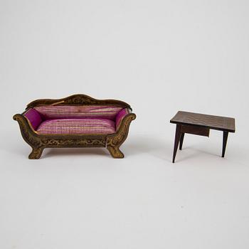 A lot of 26 doll house furniture Germany 19th century.