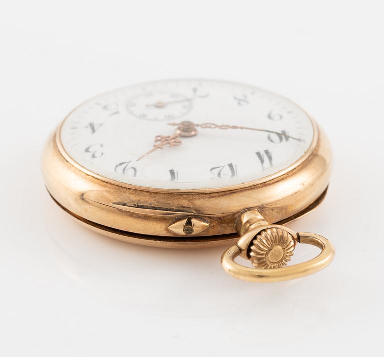 Pocket watch, 14K gold, with stand, 33 mm.