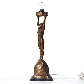 Gerda Sprinchorn, bordslampa, "Solen", Herman Bergmans Gjuteri, Stockholm, jugend.