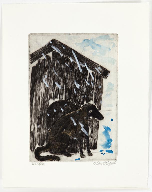 HANS WIGERT, Watercolour on drypoint etching signed Hans Wigert.