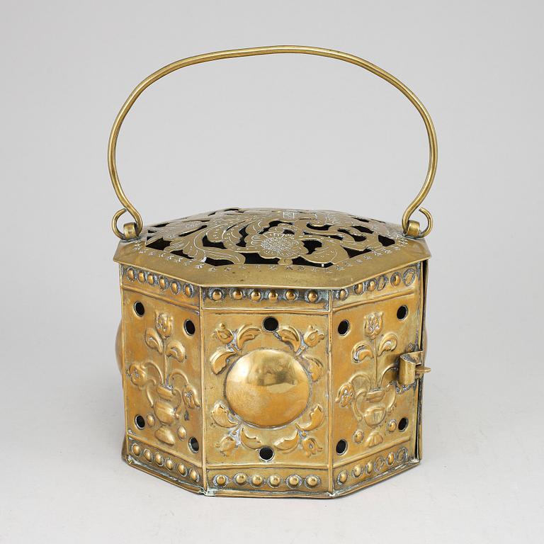 GLÖDBEHÅLLARE / FOTVÄRMARE, Barock, troligen Nederländerna, 1700-tal.