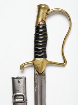 A Swedish artillery sword, 1889 pattern, with scabbard.