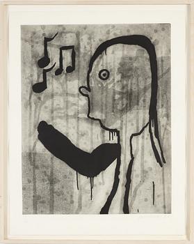 Donald Baechler, etsning, signerad 9/17.