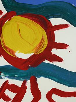 Bengt Lindström, acrylic on paper, 1960s, certified verso by Curt Aspelin.