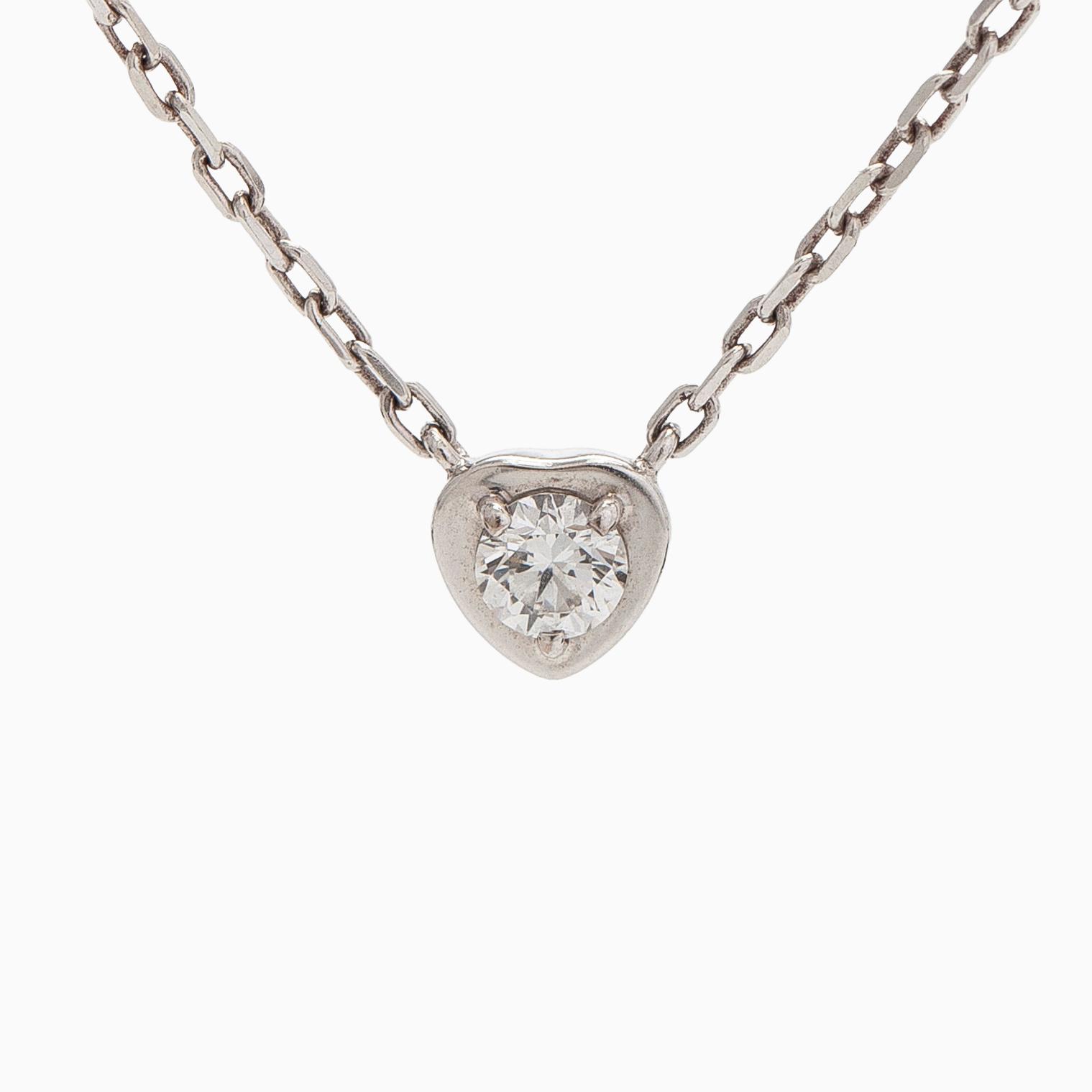 Cartier, an 18K white gold 'd'Amour' necklace, with a brilliant-cut diamond.