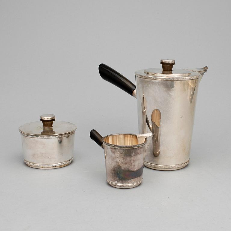 KAFFESERVIS, 3 del, silver, Grun & Co Ab Hugo, Stockholm 1946. Vikt ca 674 g.