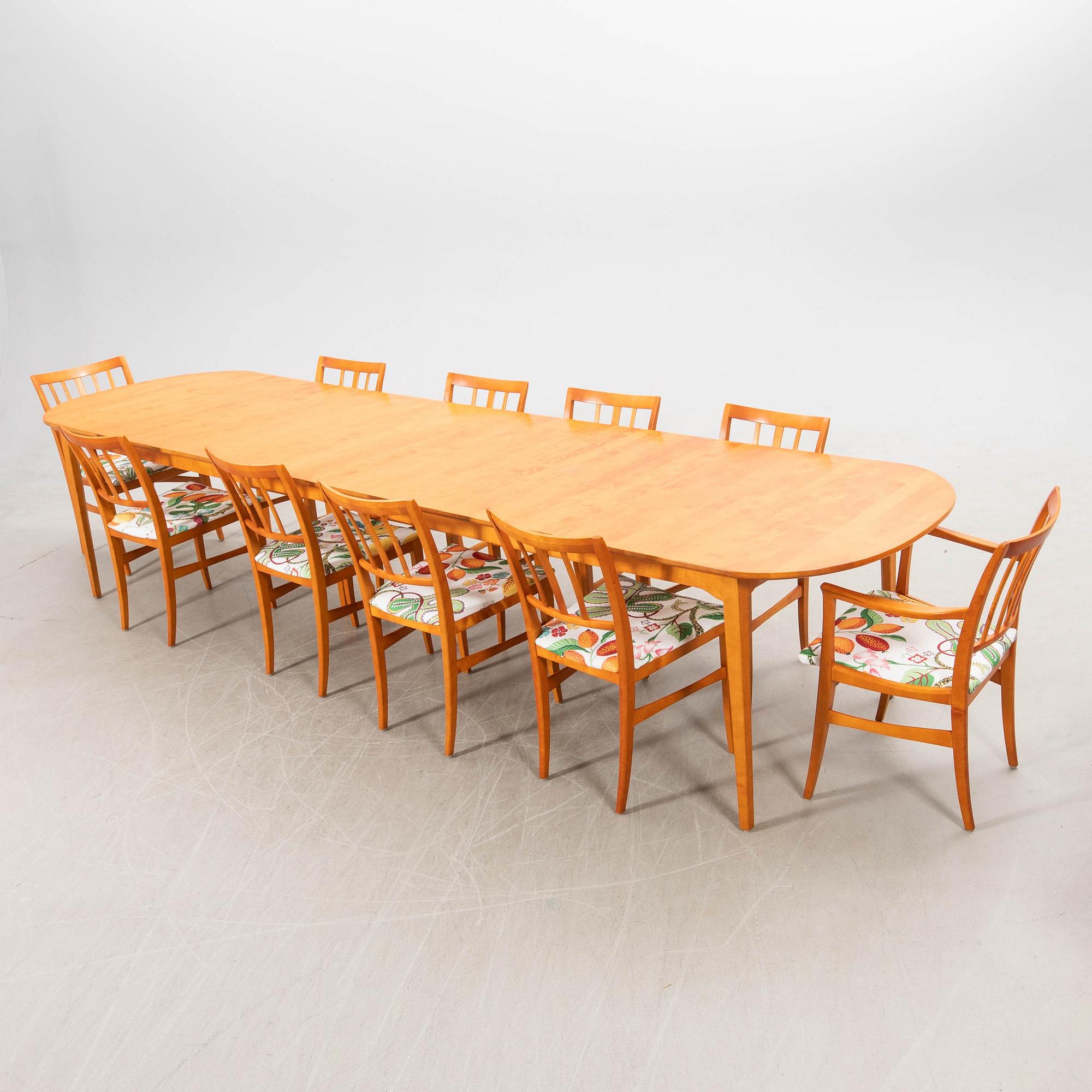 Carl Malmsten, matbord med 10 stolar, "Talavid", 1900-talets slut.