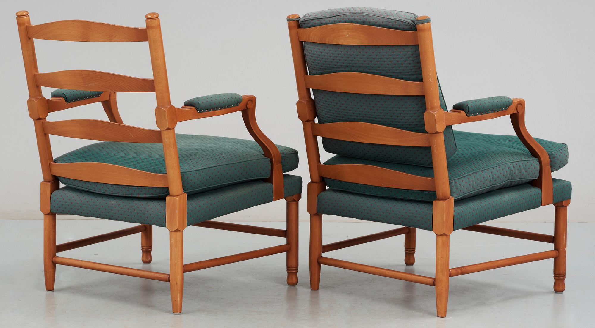 FÅTÖLJER, ett par, s.k Gripsholms modellen, Arne Norell, 1900-talets andra hälft.