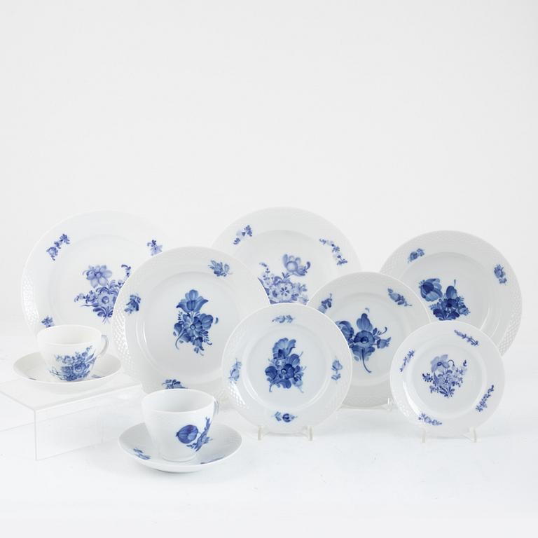 An 80-piece porcelain dinner service, "Blue flower", Royal Copenhagen, Denmark.