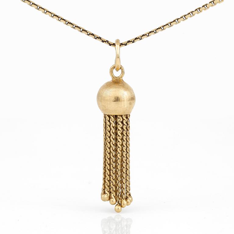 HÄNGEN, 2 st samt KEDJA, 18k guld.