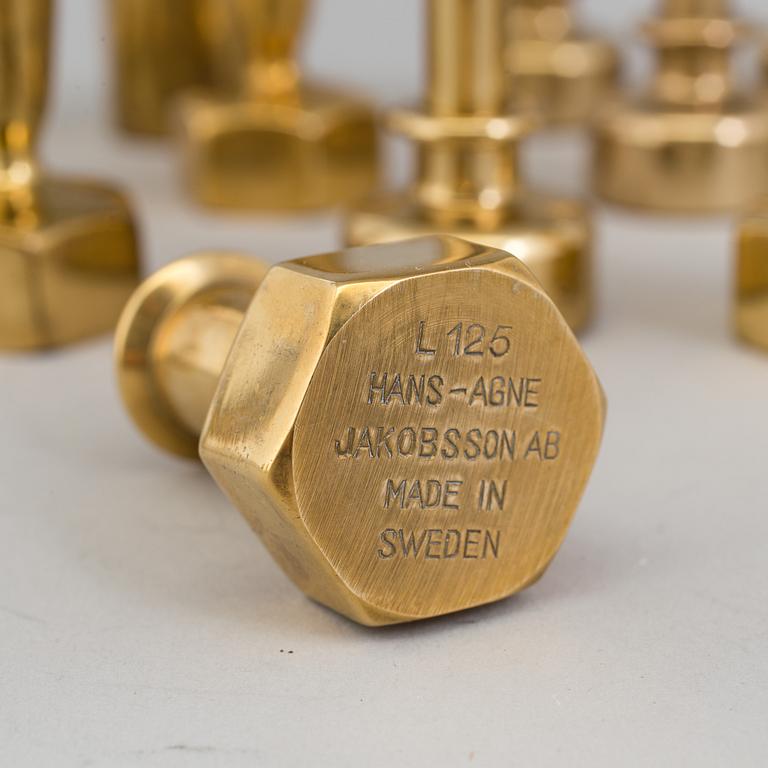 16 brass candlesticks, Hans Agne Jakobsson, Markaryd.