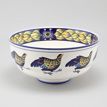 A porcelain bowl by Royal Copenhagen, "Blue Pheasant", second half of the 20th century.