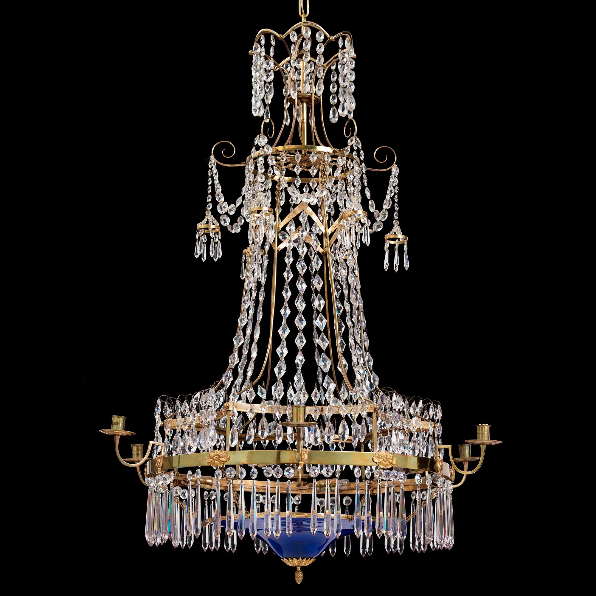 A late Gustavian seven-light chandelier, circa 1800.