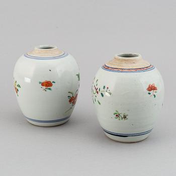 Two famille rose tea caddies, Qing dynasty, Qianlong (1736-95).