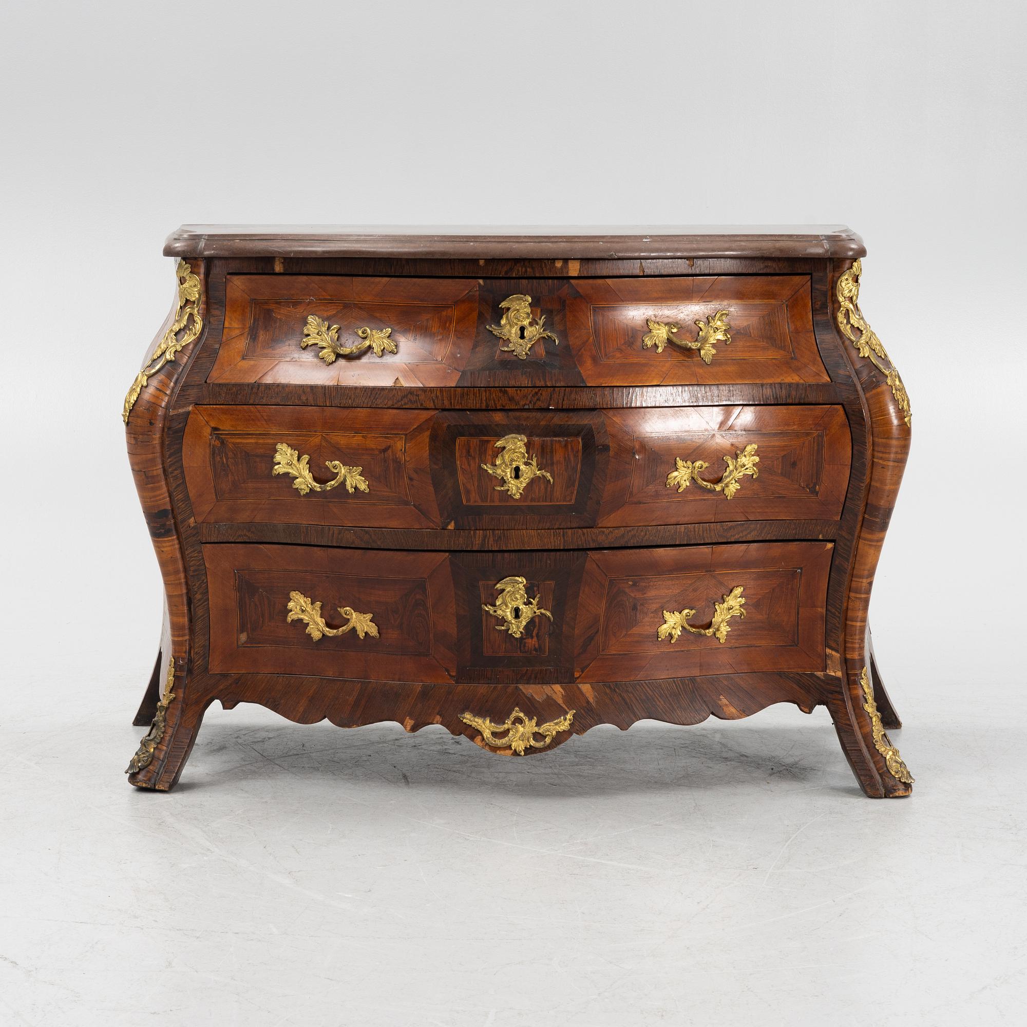 A Swedish Rococo Chest of Drawers, 18th century.