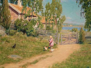 Johan Krouthén, Girl with hens.