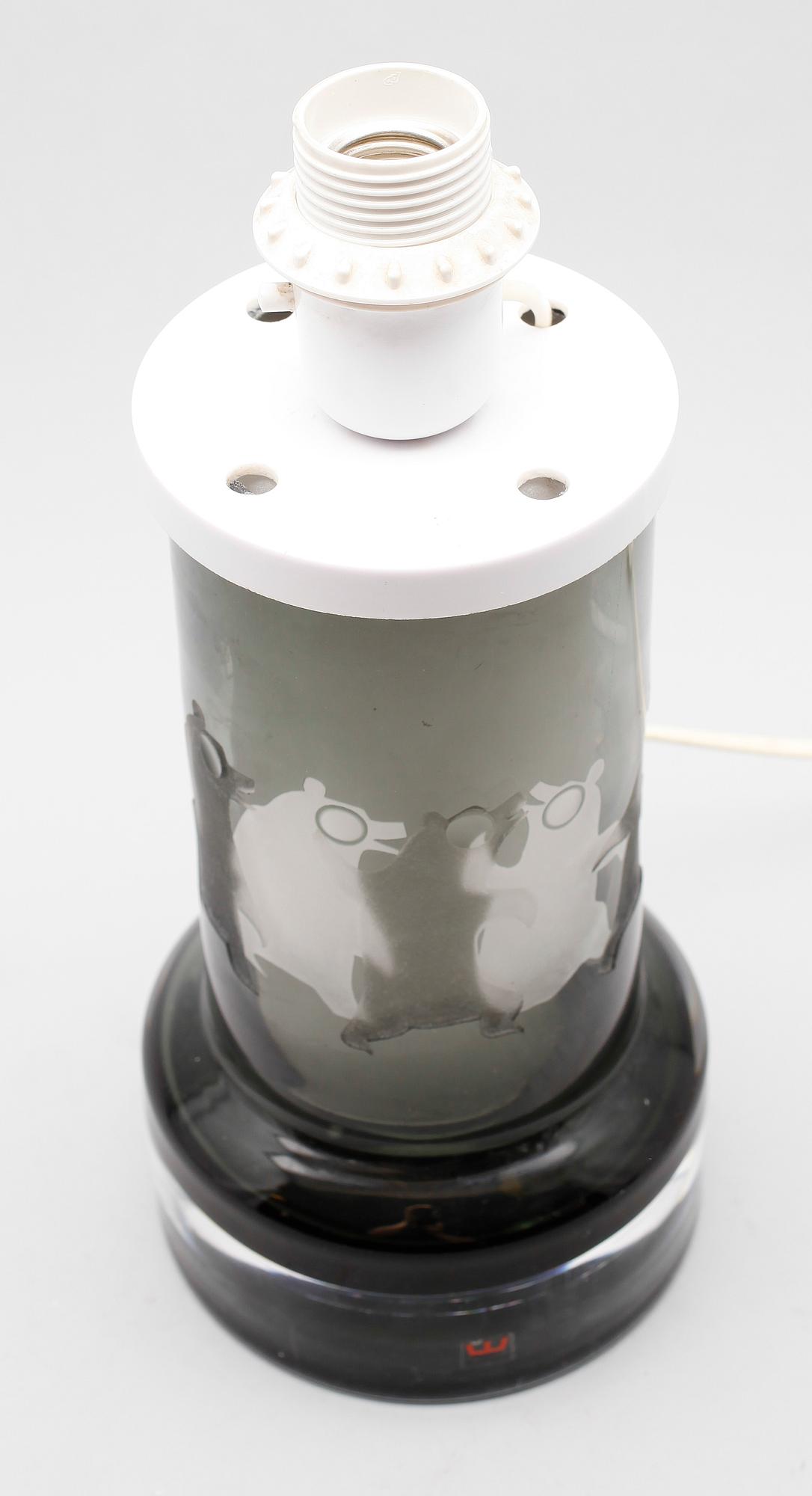 BORDSLAMPA, glas, Ove Sandeberg, signerad, Kosta, 1971.