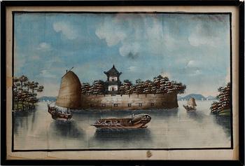 OKÄND KONSTNÄR, 8 st, akvareller på rispapper, Kina, 1800/1900-tal.