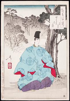 TSUKIOKA YOSHITOSHI, träsnitt, Japan, 1880-tal.