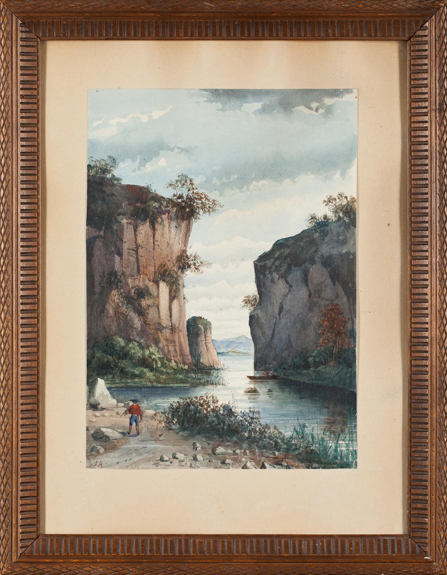 OKÄND KONSTNÄR, akvarell, monogramsignerad, 1800/1900-tal.