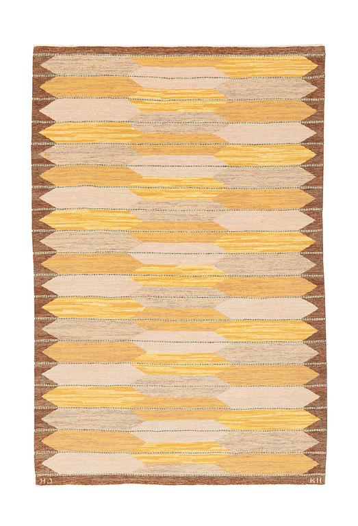 Hjördis Jansson, a carpet, flat weave, ca 244 x 170 cm. Signed HJ KH.