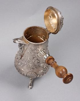 CHOKLADKANNA, silver, Denis Colombier, Paris. 1700/1800-tal.