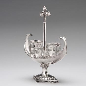 A Swedish late 18th century cruet-set, mark of Pehr Zethelius, Stockholm 1799.