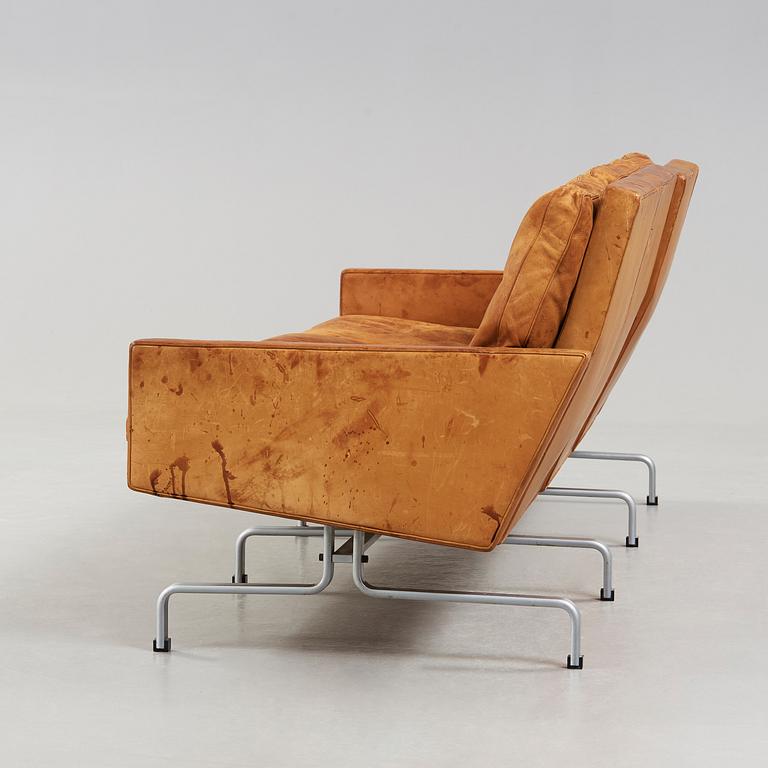 A Poul Kjaerholm three seated 'PK-31-3' brown leather sofa by E Kold Christensen, Denmark 1960's.