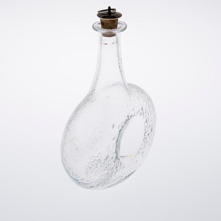 KORKILLINEN LASIPULLO, "Erikoiskonjakkipullo Gognac vieux 0138", Tapio Wirkkala, sign. ja numeroitu 1051-2000, Iittala.