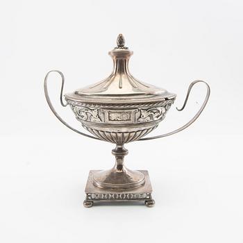 Samuel Pettersson sugar bowl, Empire style, silver, Linköping 1905.