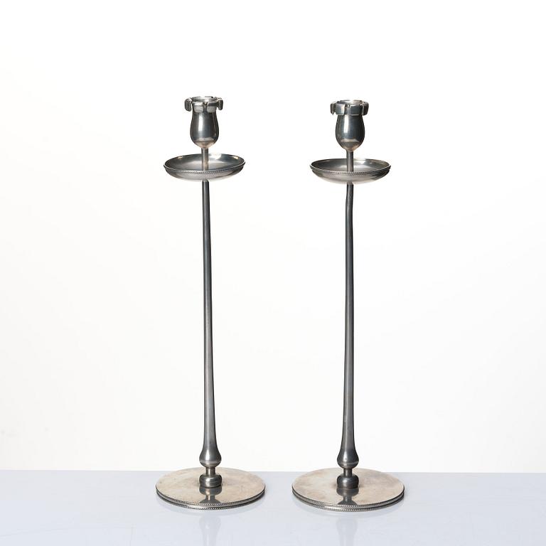 Josef Frank, a pair of pewter candlesticks, Svenskt Tenn, Stockholm 1952 and 1956.