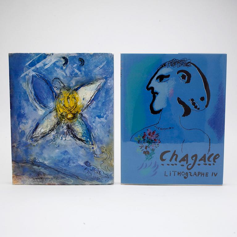 BÖCKER OM MARC CHAGALL, 2st, "Le Message biblique Marc Chagall" resp "Chagall Litographe", Mourlot, Sauret, 1972 o 1974.