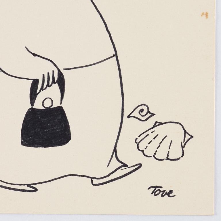 Tove Jansson, indian ink drawing, signed Tove.