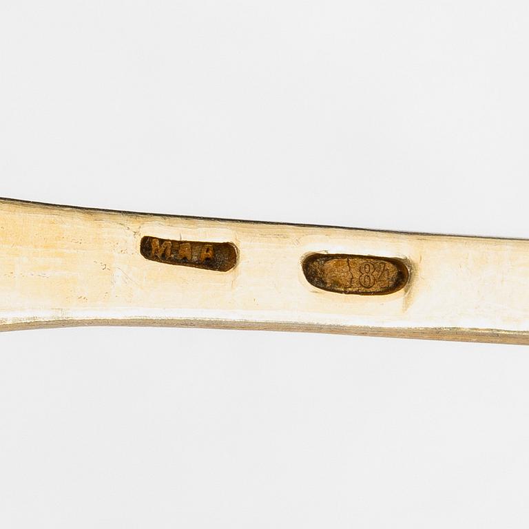 Nine Russian silver spoons, including St Petersburg 1828.